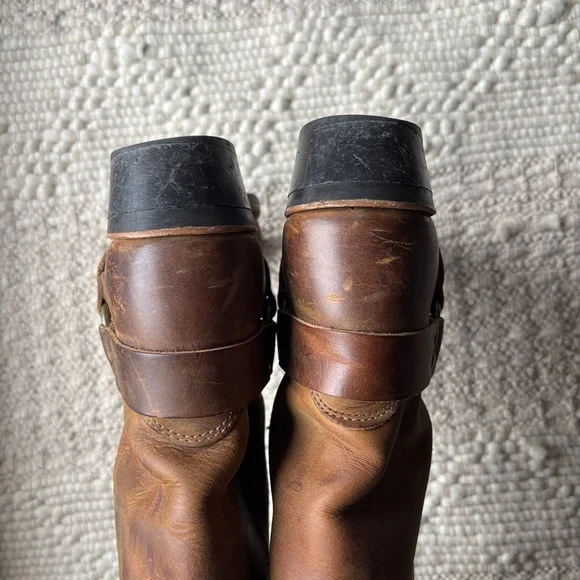 frye harness 12R tan brown distressed leather biker moto boots sz 11 - Picture 4 of 14